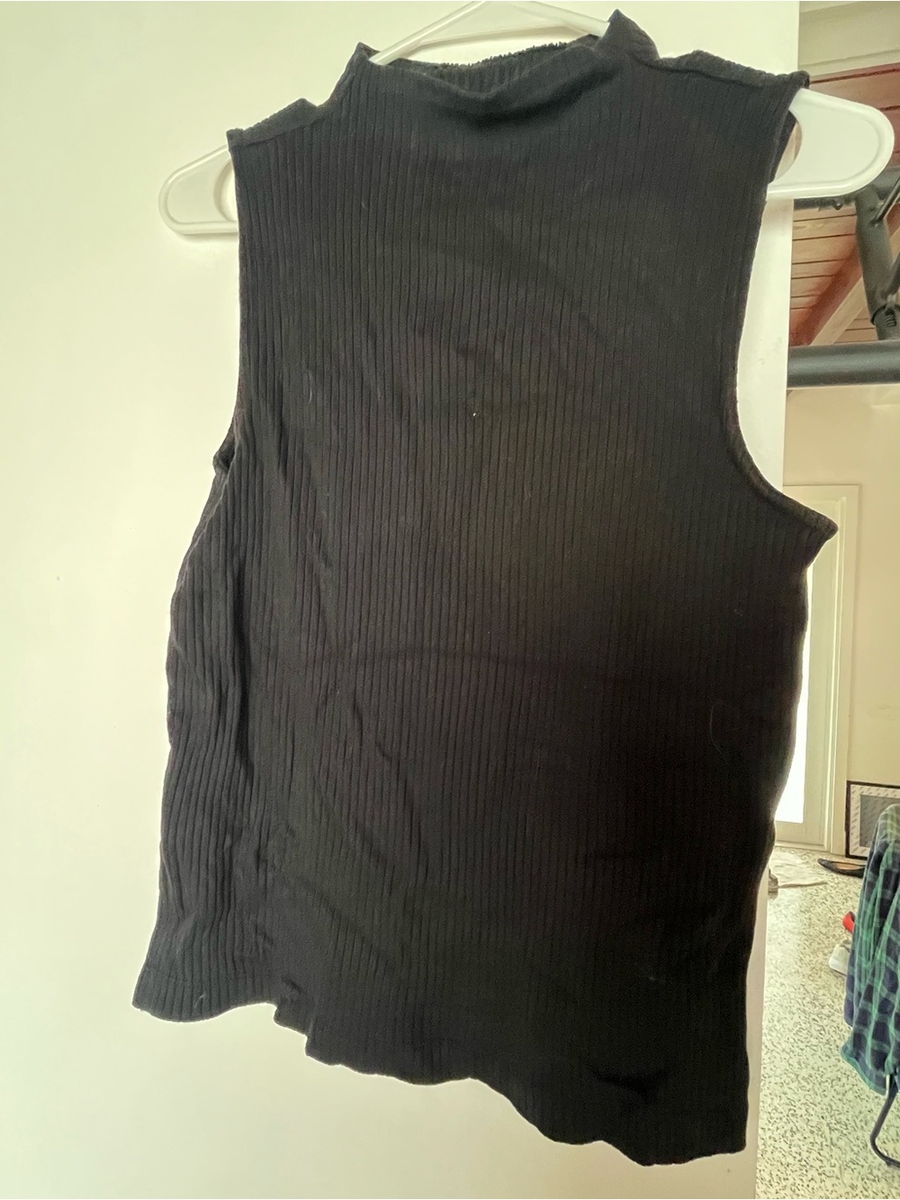 Madewell Black Ribbed Sleeveless Mock Neck Tank Medium